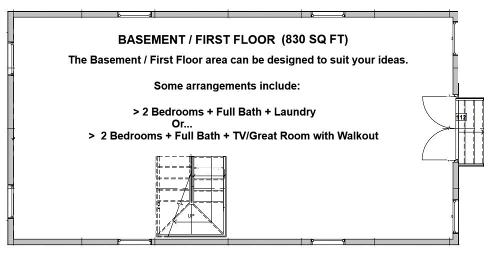 Vista 3 + Basement Basement / Walkout floor plan
